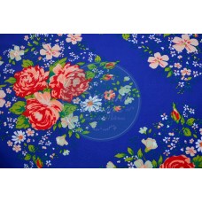 Toalha quadrada estampada floral azul